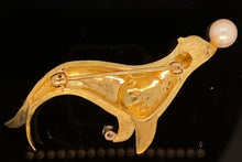 Load image into Gallery viewer, gold animal pin brooch jewelry fish seal