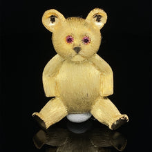 Load image into Gallery viewer, gold animal pin brooch teddy bear