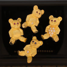 Load image into Gallery viewer, gold animal pin brooch teddy bear