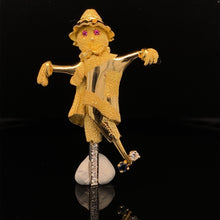Load image into Gallery viewer, Scarecrow jewelry gold pin brooch