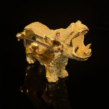 Cargar imagen en el visor de la galería, gold animal pin brooch jewelry Hippopotamus