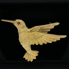 Load image into Gallery viewer, Gold animal pin brooch HummingBird