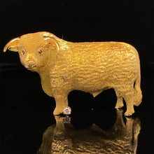 Load image into Gallery viewer, gold animal pin brooch bull jewelry