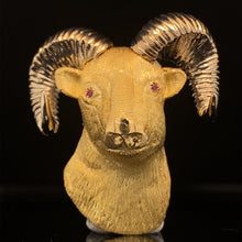 Load image into Gallery viewer, gold animal pin brooch jewelry Ram Head