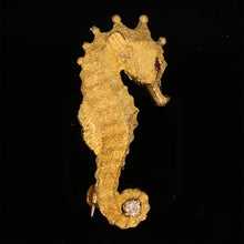 Load image into Gallery viewer, gold fish animal pin brooch jewelry seahorse