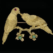 Load image into Gallery viewer, gold animal pin Brooch lovebirds
