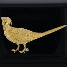 Load image into Gallery viewer, Gold animal pin brooch Pheasant