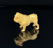 Load image into Gallery viewer, gold animal pin brooch bulldog