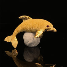 Load image into Gallery viewer, gold fish animal pin brooch jewelry dolphin