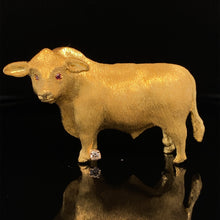 Load image into Gallery viewer, gold animal pin brooch bull jewelry