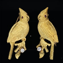 Load image into Gallery viewer, Gold animal pin brooch Cardinal Bird