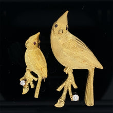 Load image into Gallery viewer, Gold animal pin brooch Cardinal Bird
