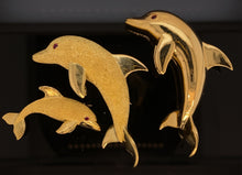 Load image into Gallery viewer, gold fish animal pin brooch jewelry dolphin