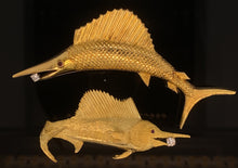 Load image into Gallery viewer, gold animal pin brooch jewelry fish sailfish