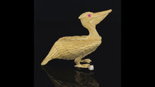 Load and play video in Gallery viewer, gold animal pin brooch pelican
