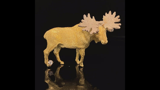 gold animal pin brooch moose jewelry