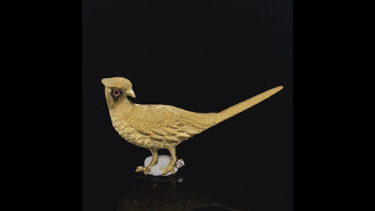 Gold animal pin brooch Pheasant
