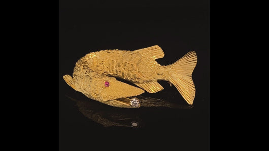 gold animal pin brooch jewelry fish  walleye pike