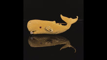 Load and play video in Gallery viewer, gold animal pin brooch jewelry fish whale
