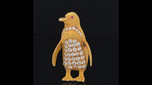 gold animal pin Brooch penguin