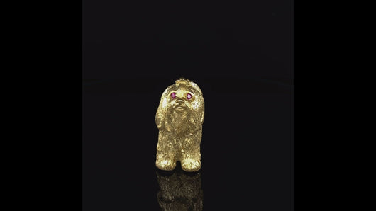Dog Gold animal pin brooch Maltese