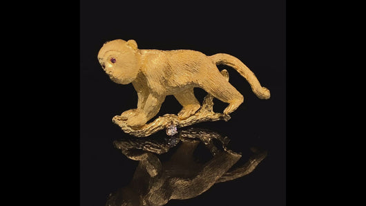 gold animal pin brooch jewelry monkey