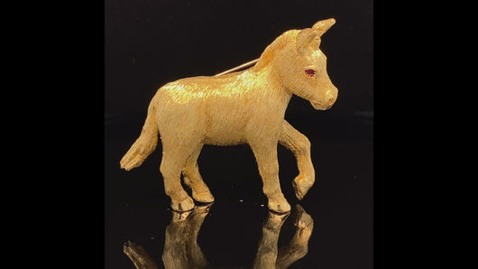 gold animal pin brooch donkey jewelry