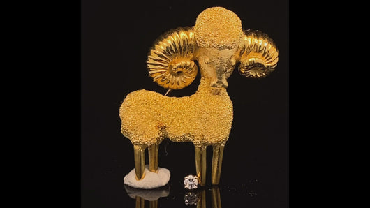 gold pin brooch jewelry zodiac sign van cleef arpels aries