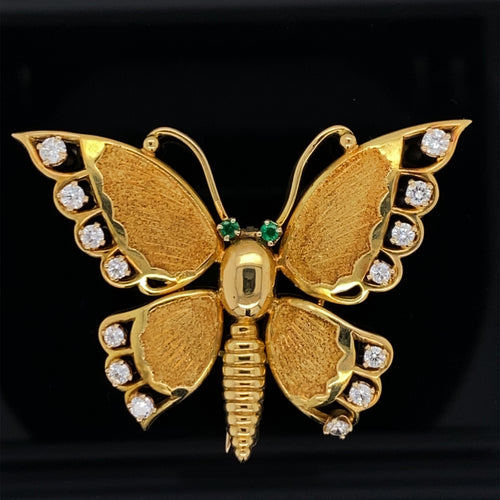 Gold animal pin brooch butterfly bird