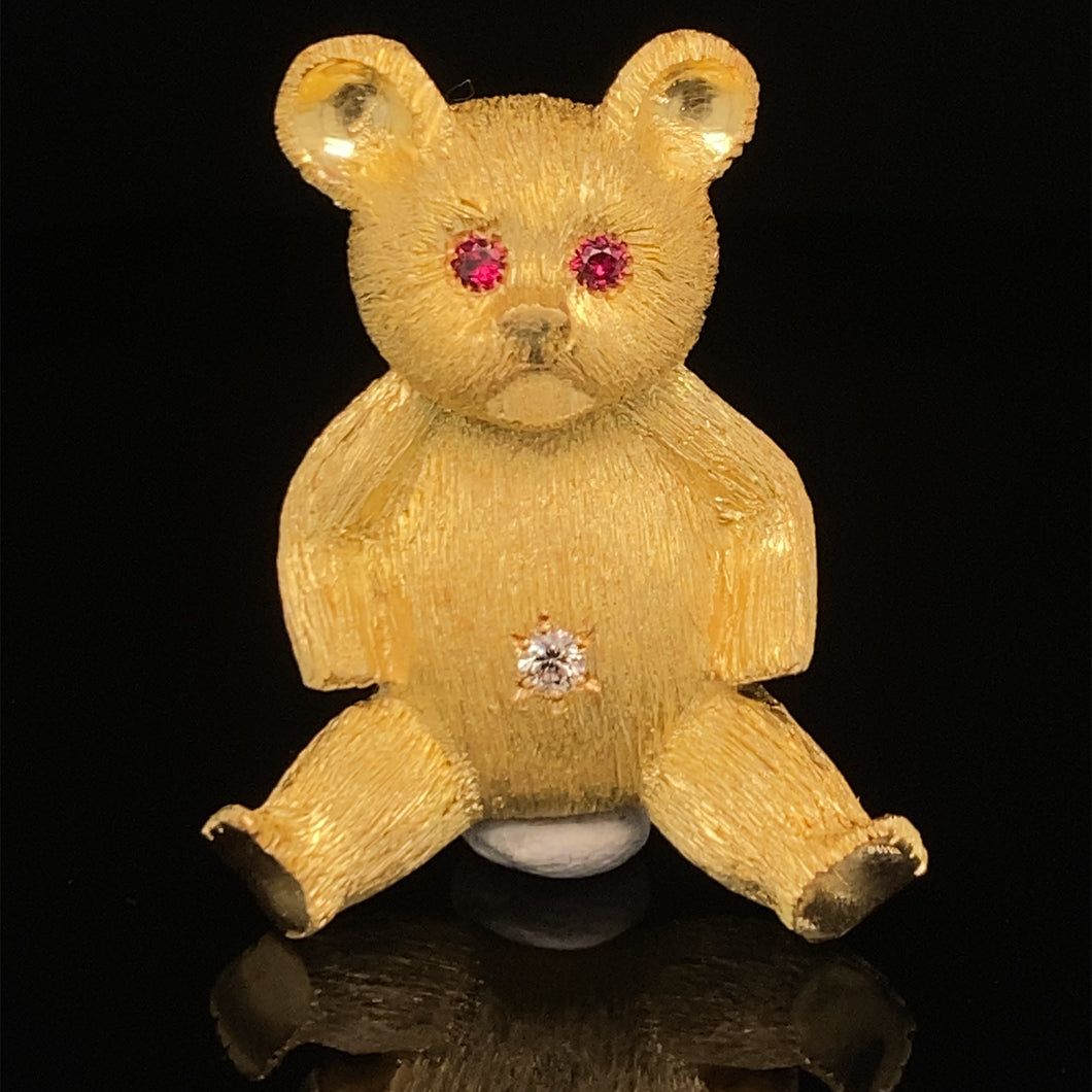 gold animal pin brooch teddy bear