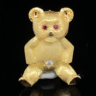 gold animal pin brooch teddy bear