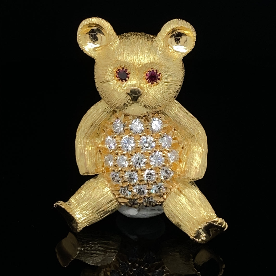 gold animal pin brooch teddy bear