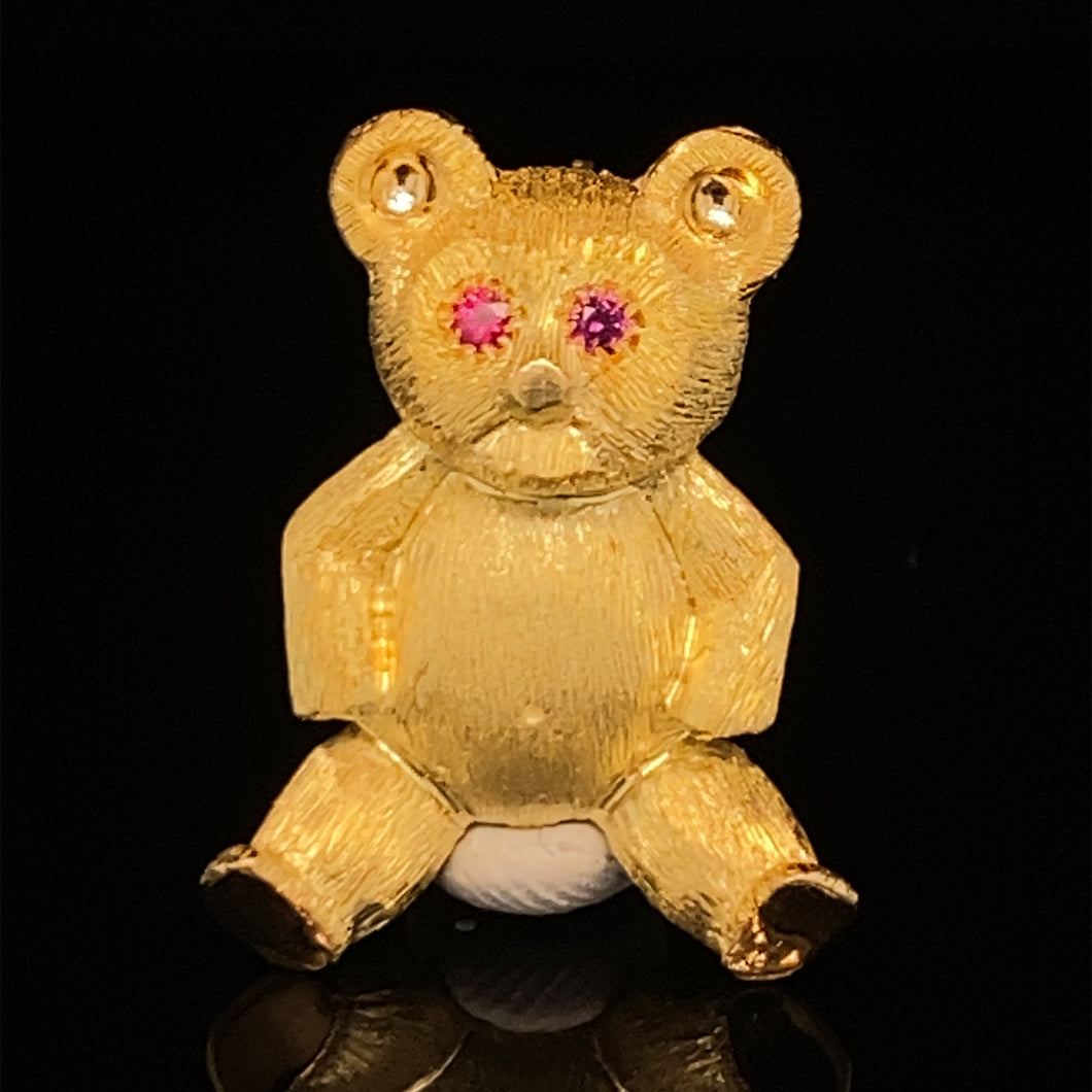 gold animal pin brooch teddy bear