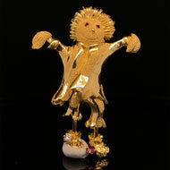 Scarecrow jewelry gold pin brooch