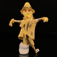 Scarecrow jewelry gold pin brooch