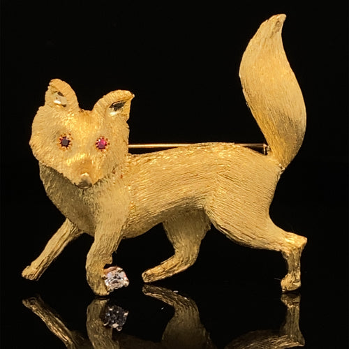 gold animal pin brooch jewelry fox