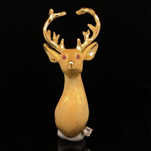 Load image into Gallery viewer, gold animal pin brooch deer  buck head jewelry
