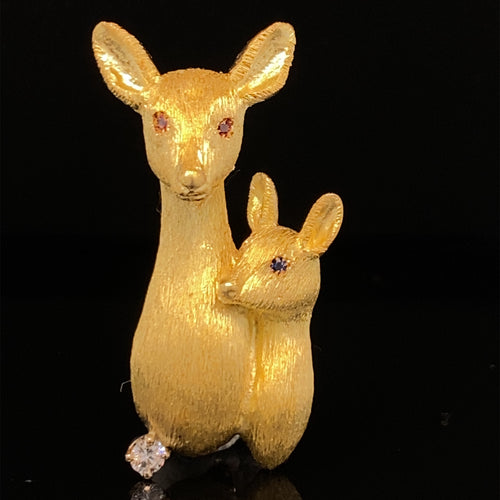 gold animal pin brooch deer doe jewelry