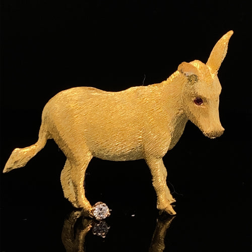 gold animal pin brooch donkey jewelry