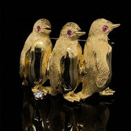 gold animal pin Brooch penguin