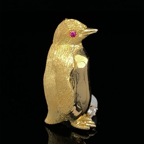 gold animal pin Brooch penguin