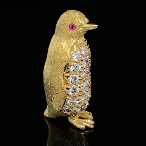 gold animal pin Brooch penguin