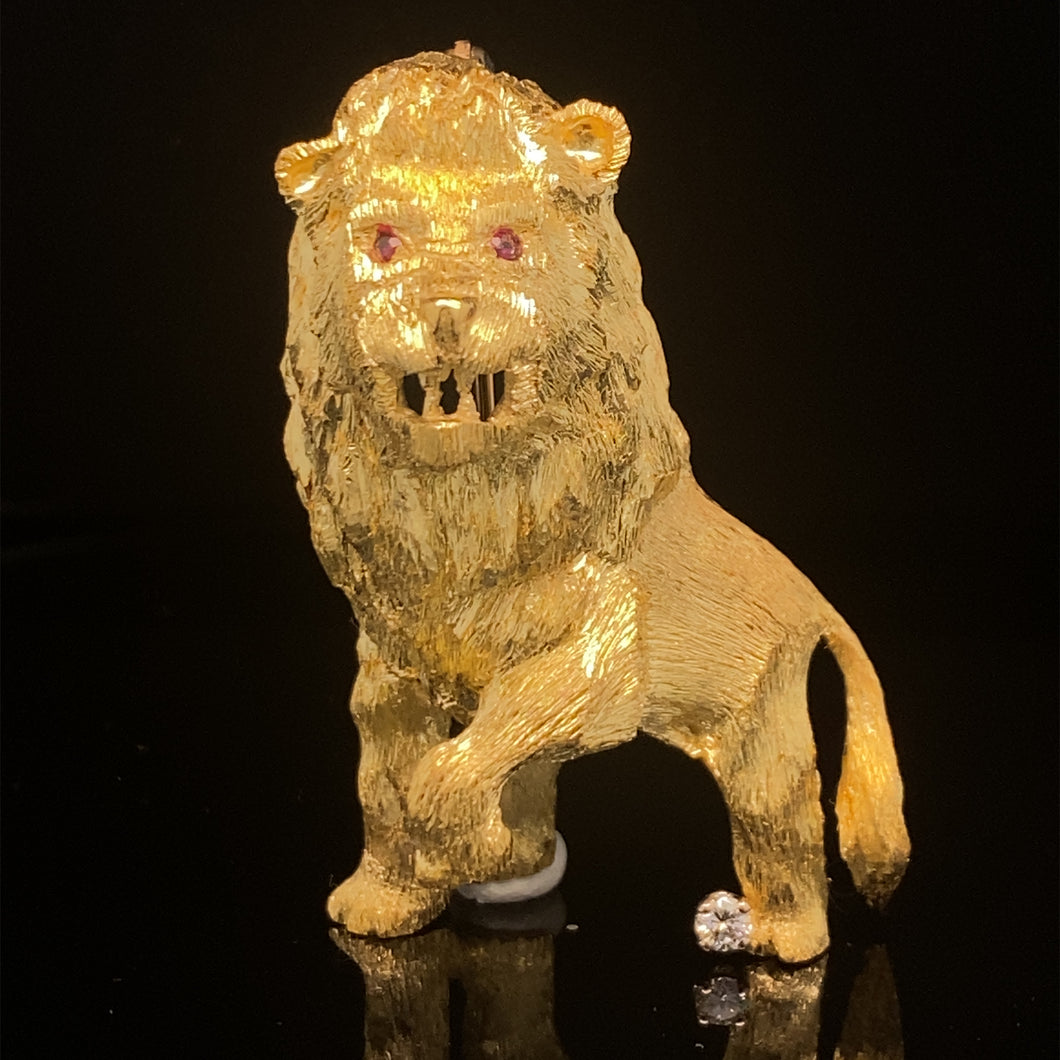 gold animal pin brooch jewelry lion 