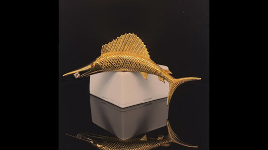 gold animal pin brooch jewelry fish sailfish