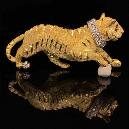 gold animal pin brooch jewelry Tiger