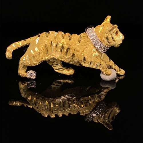 gold animal pin brooch jewelry Tiger