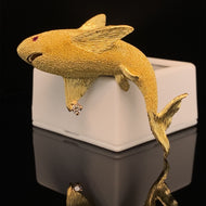 gold animal pin brooch jewelry fish shark