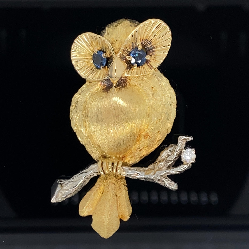 animal owl gold pin Brooch