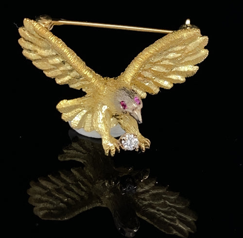 Gold animal pin brooch Eagle bird