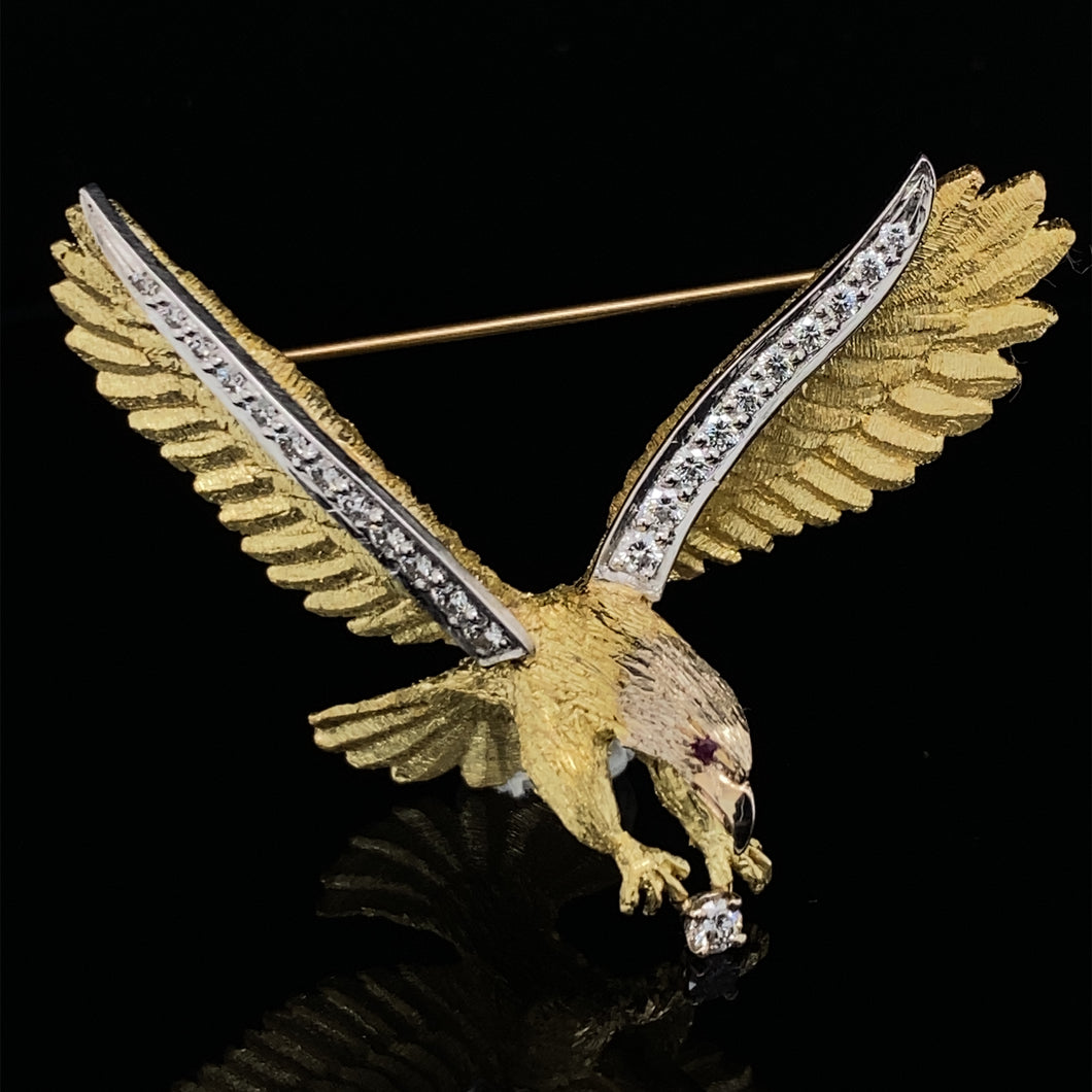 Gold animal pin brooch bald Eagle bird